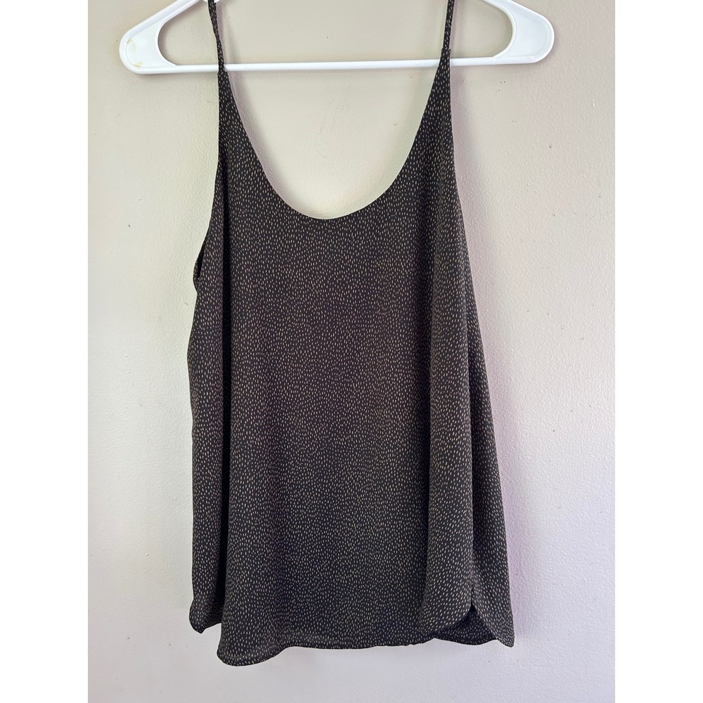 LOFT Women's Tank Top Sleeveless Blouse‎ Black Beige Dot Print IndieSleeze